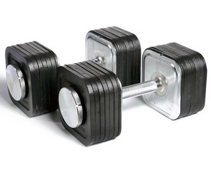 Preview image of an iron and steel set of Ironmaster adjustable dumbbells