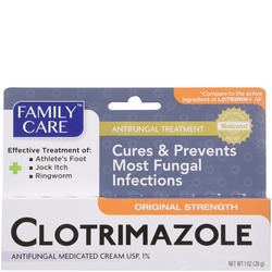 Product image of a box of Clotrimazole antifungal cream
