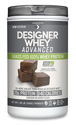 Image of the Designer Protein Whey Grass-Fed Advanced Natural Whey Protein Powder, Chocolate Fudge, 1.85 Pound