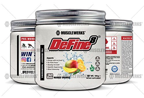 DeFine8: Fat Burner for Women and Men, Pre-Workout Thermogenic - Mango Orange - NEW ADVANCED FORMULA, Appetite Suppressant, Boosts Metabolism & Curbs Sweet Cravings for Weight Loss. 30 Servings