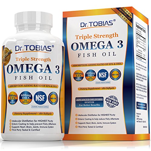 Image of the Dr. Tobias Omega 3 Fish Oil Triple Strength, Burpless, Non-GMO, NSF-Certified, 180 Counts