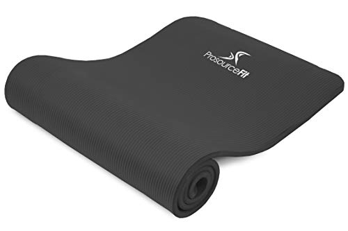 Image of the ProsourceFit Extra Thick Yoga and Pilates Mat Â½â€ (13mm), 71-inch Long High Density Exercise Mat with Comfort Foam and Carrying Strap, Black